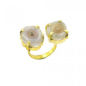 Handmade Designer Nickel-Free Gold Plated High Fashion Designer solar agate Stone Seated Ring 